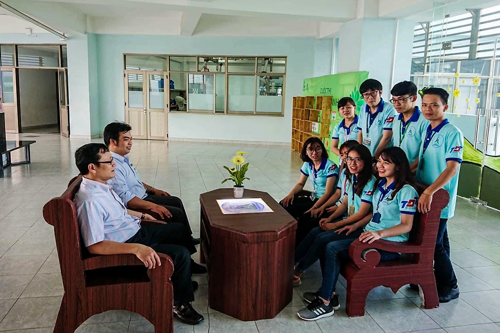 Unique set of carton tables and chairs of Ton Duc Thang University students