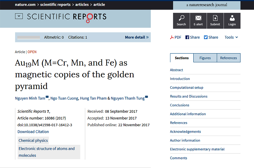 Screenshot of Dr. Nguyen Minh Tam’s article in  Scientific Reports